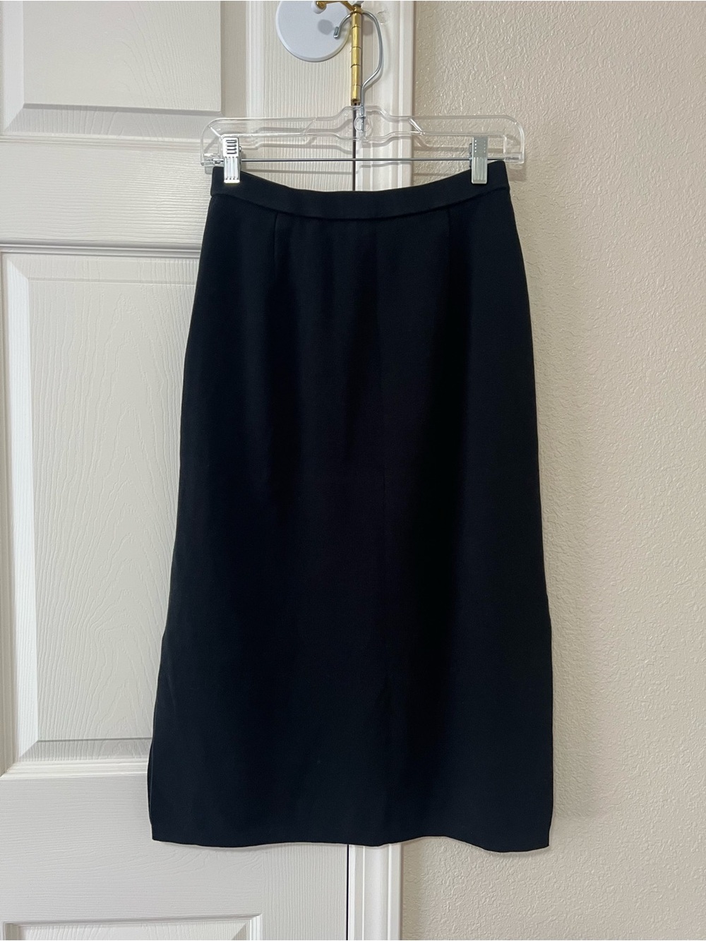 Peruvian Connection Black Knit Pima Cotton Midi Pencil Skirt Small